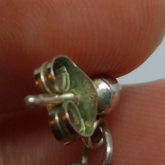 Black Glass Bead Pearl Sterling Silver Earrings - Picture 6 of 7